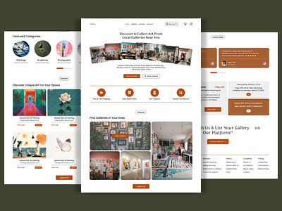 Artistry Landing Page– Location-Based Art Gallery Marketplace artgallery ecommercedesign landingpage lightmode marketplacedesign onlinemarketplace uidesign uxdesign webdesign