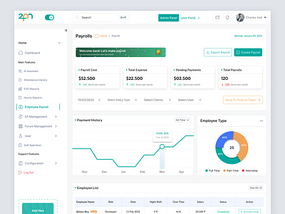 Paymont - Payroll Dashboard dashboard dashboardui dashboarduidesign figmadashboard hrdashboard payment payrolldashboard