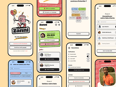 Zanni - The ultimate birthday app app design founder mobile ui ux