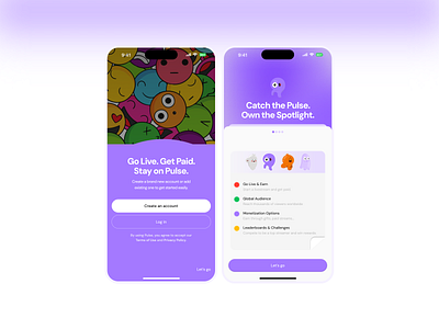 Pulse - The Future of Live Streaming & Earning creative doddle earning gradient livestream mobile purple reward spotlight subtle