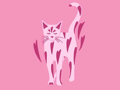Hearty Cat Illustration art artistic design artwork cat illustration cat with hearts cheerful colorful creative digital art heart cat heart shapes illustration insparation inspire inspired pink pink illustration pink palette playful playful design