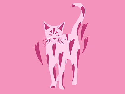 Hearty Cat Illustration art artistic design artwork cat illustration cat with hearts cheerful colorful creative digital art heart cat heart shapes illustration insparation inspire inspired pink pink illustration pink palette playful playful design