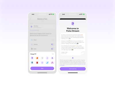 Pulse – The Future of Live Streaming & Earning 🎥🔥 clean creative earn gradient instagram live livestream minimal mobile purple reward snapchat tiktok twitch ui