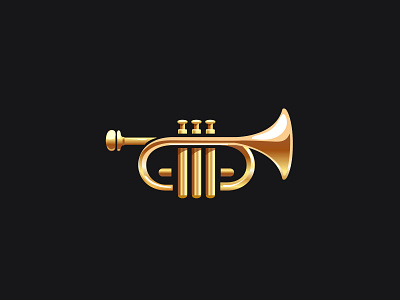 Shiny trumpet gold horn logo music trumpet vector