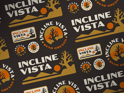 Incline Vista Branding badge branding design hatpatch illustration mountain mountains oregon outdoor outdoors patch run sun texture tree vista