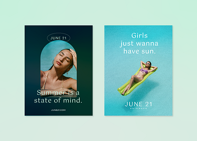 June 21 Swimwear ads colorful design minimal posters summer swimwear brand