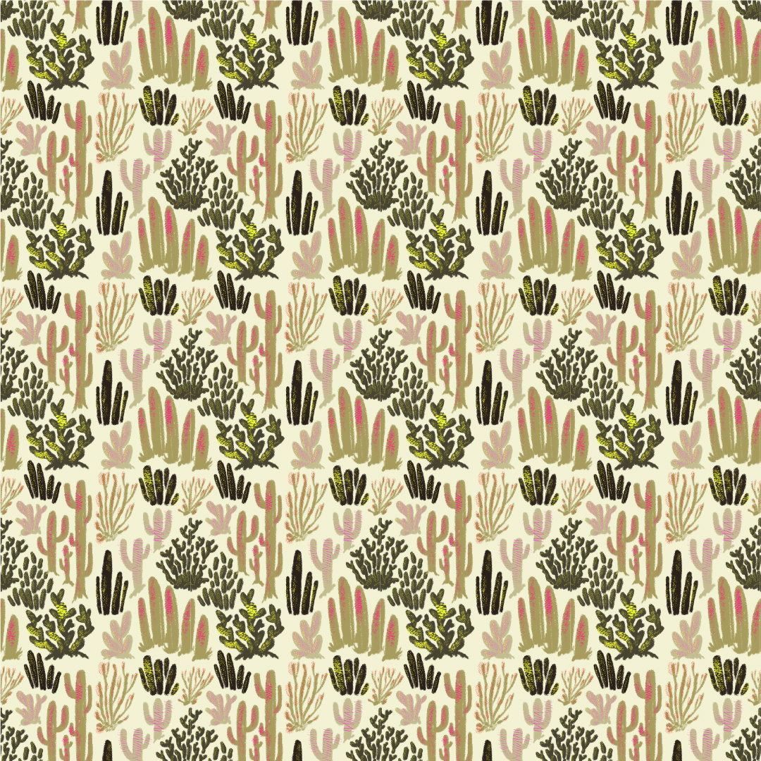 Example of Cacti Repeat Patterns for Textiles or Wallpaper