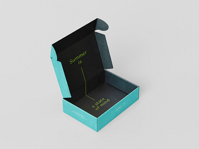 June 21 Swimwear box colorful design minimal packaging summer swimwear brand typography