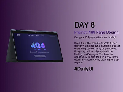 #DailyUI Day 8 Prompt: 404 Page Design dailyui design figma ui uiux web