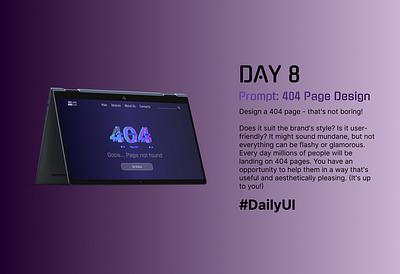 #DailyUI Day 8 Prompt: 404 Page Design dailyui design figma ui uiux web