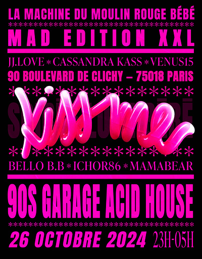 KISS ME BABY adobe firefly design flyer flyer design graphic design illustration illustrator invitation invitation design night nightclub party pink poster poster design texture vector