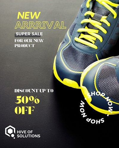 Sale Poster for Services Shoes Designed By: Hive of Solutions 3d animation branding graphic graphic design hiveofsolutions identity logo motion graphics sale services shoes ui