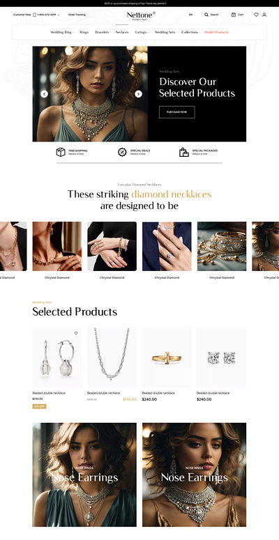 Nettone - Premium Jewellery E-commerce Website creative gold jewelly silver ui ux