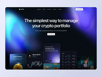 Web design Crypto | QYRO crypto crypto landing page crypto web design crypto website dark mode design landing page minimalist modern tech tech design ui ux uxui webdesign website