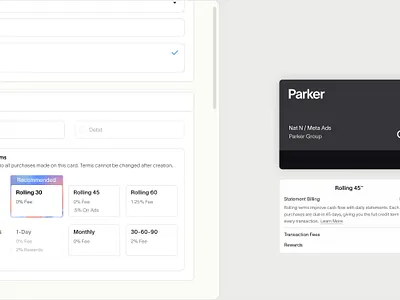 Parker Card Creation Studio card create card creditcard digitalcard terms ui