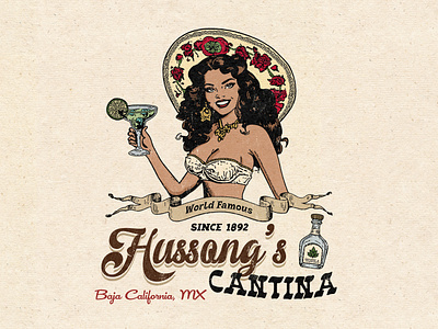 Hussong's Cantina bar branding cantina country music cowgirl desert design graphic design illustration margarita mexican mexico sombrero tequila