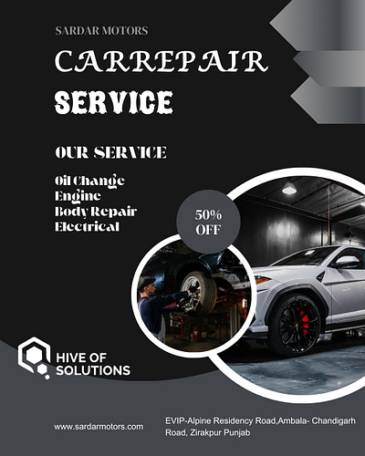 Sale Poster for Sardar Motors Designed By: Hive of Solutions 3d animation branding car car repair design graphic design hiveofsolutios logo motion graphics poster repair sale ui