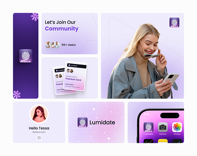 Lumidate App UI Kit app date dating figma mobil purple ui uiux ux