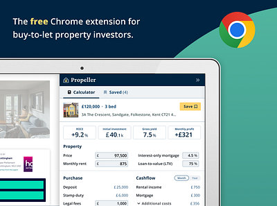 Propeller | Property Investment Chrome Extension branding chrome design extension graphic graphic design plugin ui ux