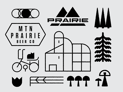 Mtn Prairie Beer Co Branding beer beer branding beer label bike branding cat design farm folk icon icons illustration logo mountains mushrooms prairie trees wheat