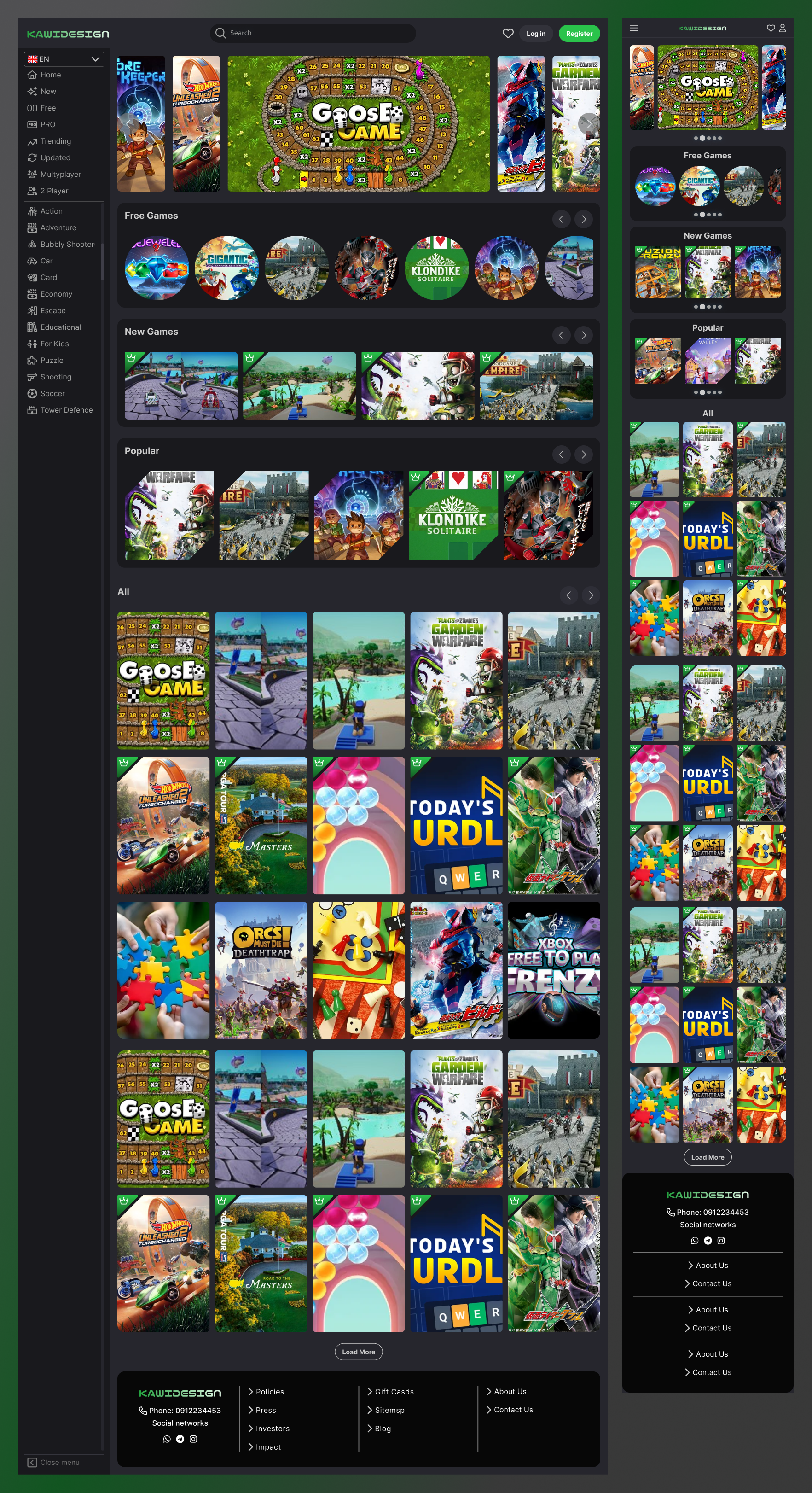 gaming website darkmode game gaming mobile resposive website