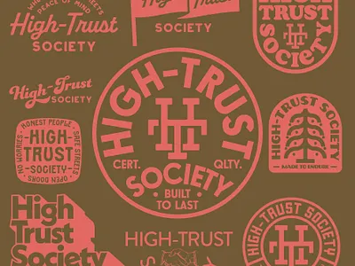 High-Trust Society badge design illustration logo outdoors patch retro vintage