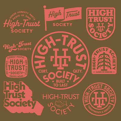 High-Trust Society badge design illustration logo outdoors patch retro vintage