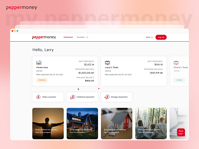 Pepper Money Universal Customer Portal banking dashboard desktop finance low code mobile app outsystems ui ux web app