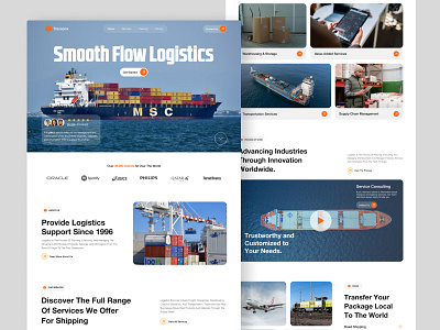 Transpox - Logistics Landing Page b2b branding business website cargo container corporate delivery design erp firqah firqah lab landing page logistics logistics service shipment supply chain tracking transport uiux