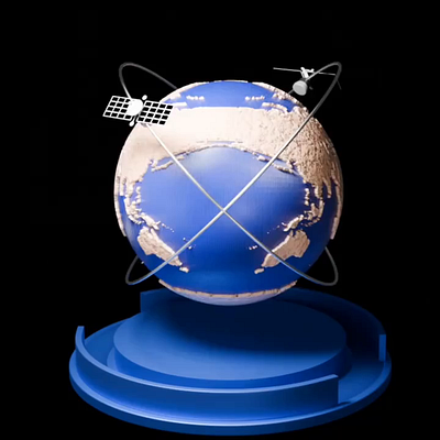 Visualization 3d animation earth icon satellite