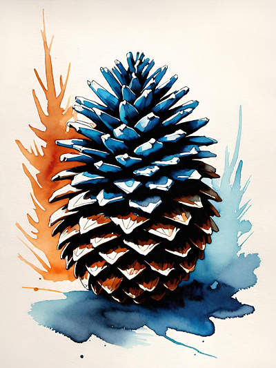 Pine cone cone illustration nature nature lovers pine pine cone pine tree pinecone pinetree watercolor winter