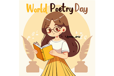 Celebratory Design for World Poetry Day background book celebration day education event expression feather ink inspiration language literature paper pen poetry rhyme vintage wallpaper words writing