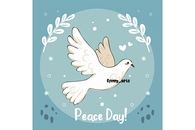 Stylized Peace Dove Illustration for Peace Day background bird culture day dove elements event floral freedom future humanitarian humanity nation peace peaceful pigeon solidarity symbol vintage violence