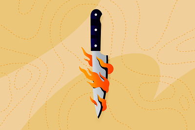 Sharp & hot cooking fire icon illustration knife procreate sketch texture