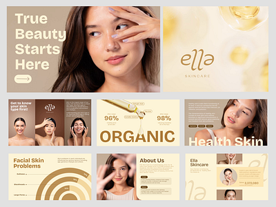 Ella Skincare - Pitch Deck Branding animation beige brand brand identity branding care design elegant feminime graphic design logo motion motion graphics pitch deck pitch deck motion pitchdeck presentation skin skincare vektora