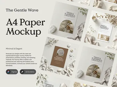 The Gentle wave - A4 Paper Mockup realisticmockup