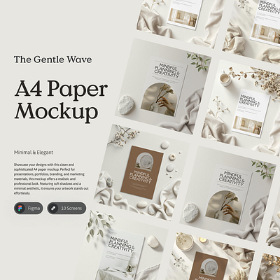 The Gentle wave - A4 Paper Mockup realisticmockup