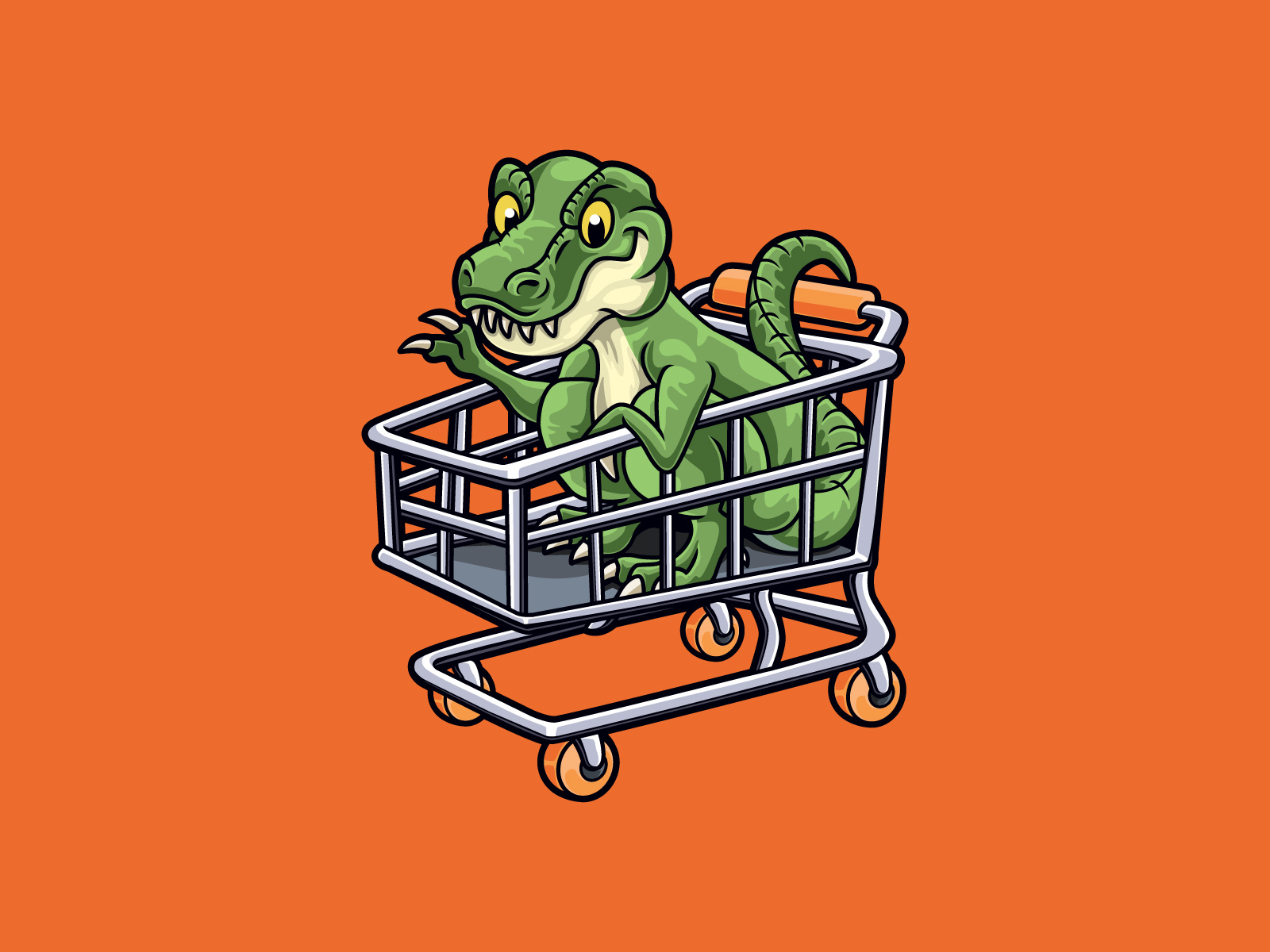 Rex Shopper - Mascot Logo & Branding Concept branding cart character design ecommerce graphic design illustration logo mascot online shopping playful shop tyrannosaurus
