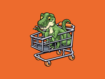 Rex Shopper - Mascot Logo & Branding Concept branding cart character design ecommerce graphic design illustration logo mascot online shopping playful shop tyrannosaurus