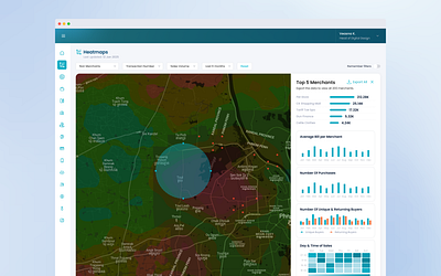 UX Design for Data Monitoring & Merchant Heatmaps analysis charts data graphic design heatmaps inspired maps merchants monitoring motion graphics radar trendy ui ux