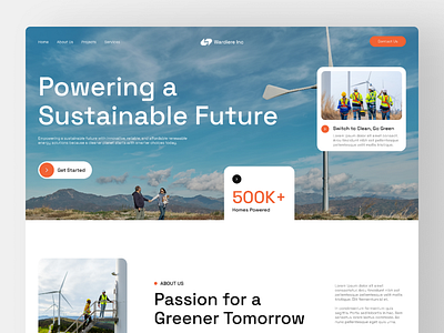 Sustainable Energy Clean Minimalist Landing Page branding design divi eco energy environment environmental green energy landing page power renewable energy solar panels sustainable sustainable energy ui ux web web design website