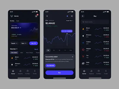 Vennix - Mobile App Design banking clean currency design figma finance financial invest minimalist motion stocks stocksapp ui ux