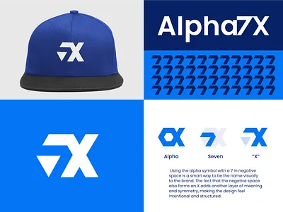 Alpha7X 7 alpha brand mark branding lettermark logo logo design modern negativespace number tech technology wormark x