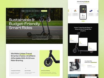 Ai Ride Sharing |Landing Page & Mobile Responsive |Focotik ai ride sharing animation bicycle cycle design electric bicycle electric bike ev bike focotik home page landing page landing page design landing page ui minimalist mobile responsive ui design ui ux design web ui website website design