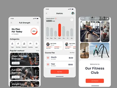 Fitness Mobile App Exploration activity tracker app design apps clean ui fitness app gym app health app home workout ios app light mode ui mobile interface mobile ui modern design neumorphism personal trainer step counter ui ui design ux design workout app