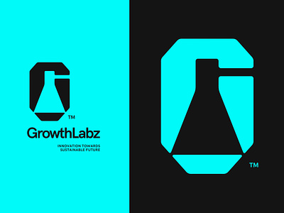 Growth Labz equipment flask future green growth initials innovation lab lockup logo monogram negative sustainable symbol