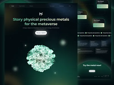 MetaMetals - NFT Crystal Landing Page crypto crystal dark dark mode landing page meta metals metals web design webdesign website