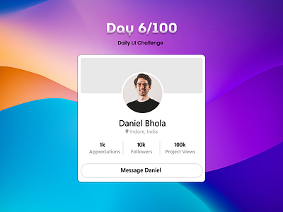 User Profile Card UI Design dailyui design ui user interface user profile user profile ui design ux web design