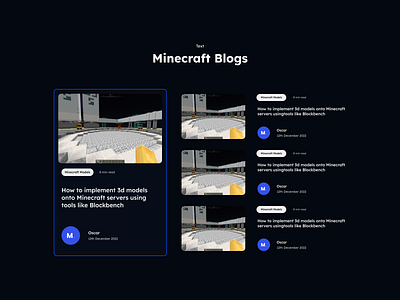 Minecraft Blogs first page blog design minecraft ui ux