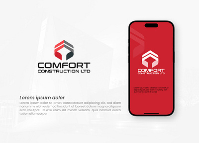 Comfort Construction LTD or Letter C Building logo branding building logo c logo construction logo cube logo graphic design illustration letter c letter c building logo lettterc logo logo design red logo vector